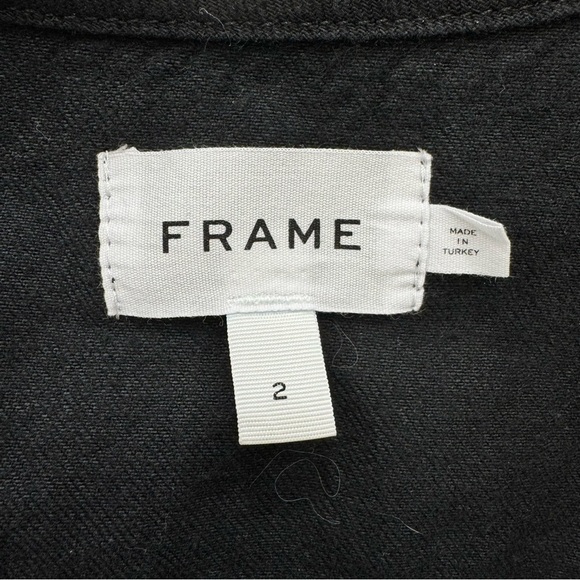 Frame Denim Black silver buttons Seamed Scoop Bustier top 100% cotton Sz 2 - Picture 5 of 9